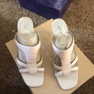 Ann Marino White Leather Heels size 7